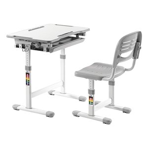 Bureau pour enfants à hauteur réglable avec rangement de TygerClaw, 38,6 po x 37,8 po, gris