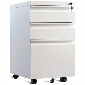 Classeur mobile à roulettes à 3 tiroirs de TygerClaw avec serrure, 15,6 po x 19,7 po, blanc