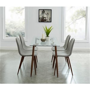 Worldwide Homefurnishings Contemporary Dining Set - Gray/Silver - 5 Pieces