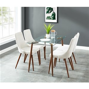 Worldwide Homefurnishings Contemporary Dining Set - Beige/Cream/Almond - 5 Pcs