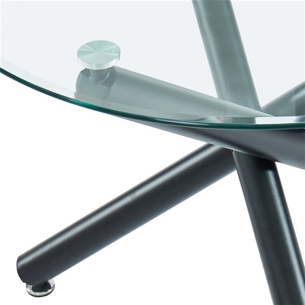 Worldwide Homefurnishings Contemporary Dining Set with Glass Table - Silver/Gray - 5 Pcs
