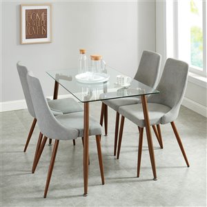 Ens. de salle à manger contemporain de Worldwide Homefurnishings, argent/gris, 5 pièces