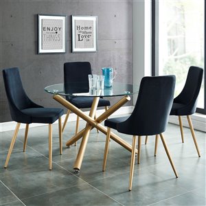 Ens. de salle à manger contemporain avec table en verre de Worldwide Homefurnishings, noir, 5 pièces