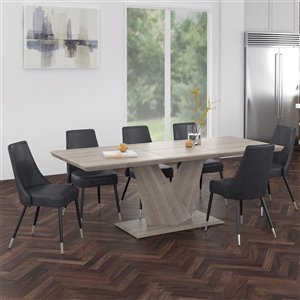 Worldwide Homefurnishings Rustic Modern Dining Set with Oak Table - Gray/Silver - 7 Pcs