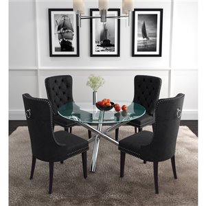 Worldwide Homefurnishings Contemporary Dining Set with Glass Table - Black - 5 Pcs