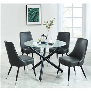 Worldwide Homefurnishings Contemporary Dining Set - Glass Table - Gray/Silver - 5 Pcs