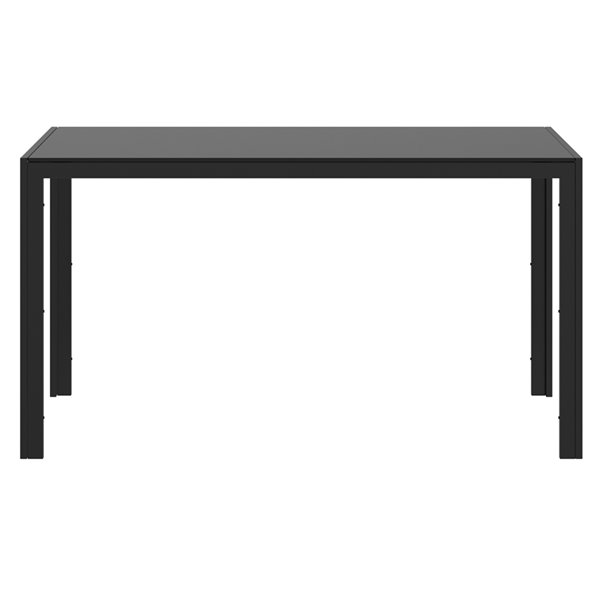Worldwide Homefurnishings Contemporary Dining Set with Black Glass Table - Gray/Silver - 7 Pcs