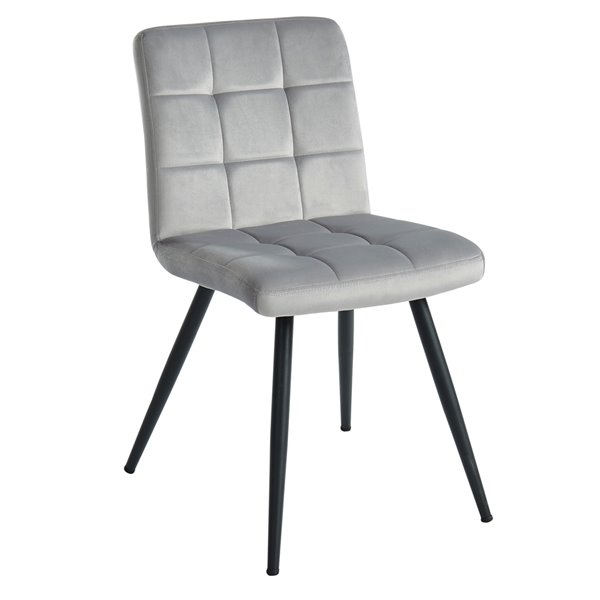Worldwide Homefurnishings Contemporary Dining Set with Black Glass Table - Gray/Silver - 7 Pcs