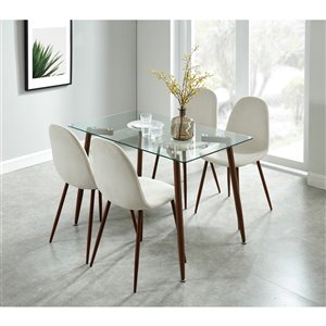 Worldwide Homefurnishings Contemporary Dining Set - Cream/Beige/Almond - 5 Pcs