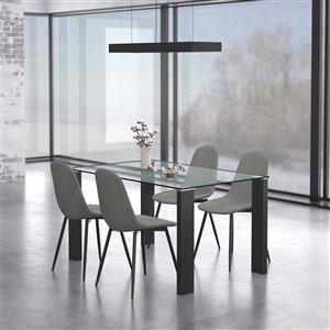 Worldwide Homefurnishings Contemporary Dining Set with Glass Table - Gray/Silver - 5 Pcs