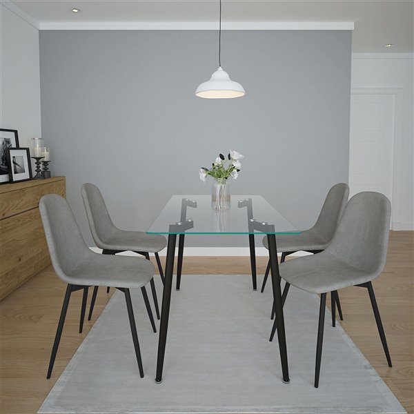 Worldwide Homefurnishings Contemporary Dining Set - Silver/Gray - 5 Pcs
