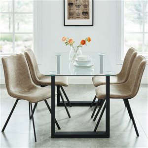 Ens. de salle à manger contemporain avec table en verre de Worldwide Homefurnishings, brun/bronzé, 5 morceaux