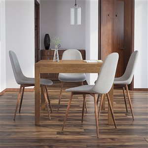 Ens. de salle à manger moderne de mi-siecle avec table en noyer de Worldwide Homefurnishings, gris/argent, 5 pièces