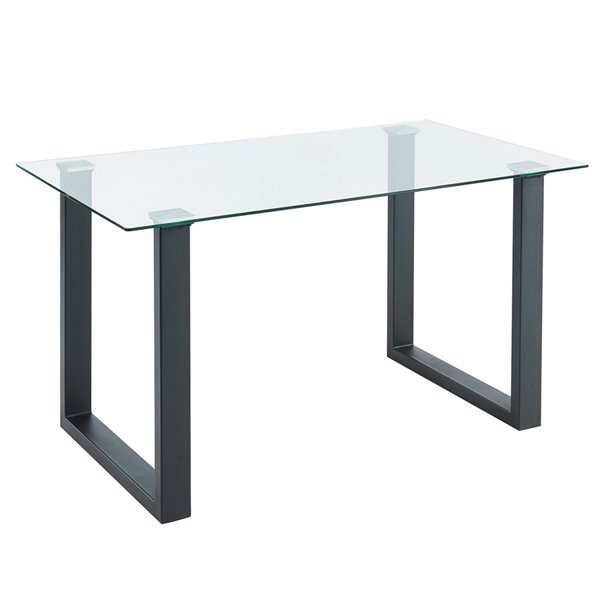 Worldwide Homefurnishings Contemporary Dining Set with Glass Table/Black Legs Gray/Silver 5