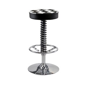Pitstop Pit Crew bar stool - Black and White - 15.5-in x 17.5-in x 16-in