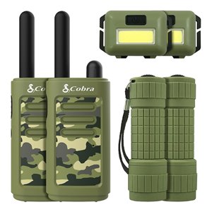 Cobra Kids 2-Way Radio/Walkie Talkie with Headlamp & Flashlight - Green - 6-Pcs