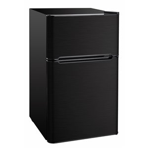 RCA 3.2 cu ft Freestanding 2-Door Fridge with Freezer Compartment - Black Stainless Steel