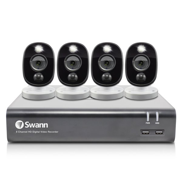 Swann 1080p HD 8 Channel 1TB DVR Security System 4 x PIR Outdoor Security Camera - SWDVK-845804WL