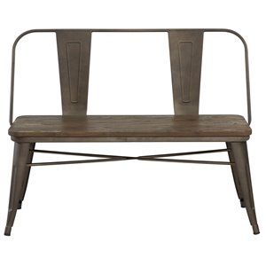 WHI Industrial Accent Bench - 43.5-in x 33.5-in - Gun Metal/Distressed Wood