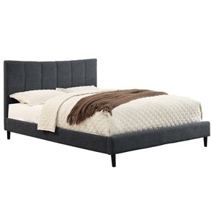 WHI Modern Full Platform Bed - 54-in - Grey Polyester Fabric