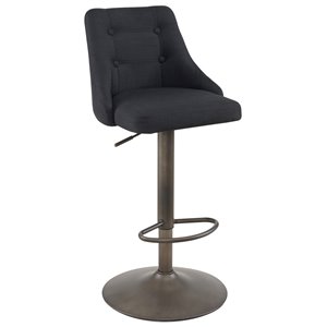 Tabouret de comptoir rembourré WHI de style moderne, hauteur ajustable, noir, ens. de 2