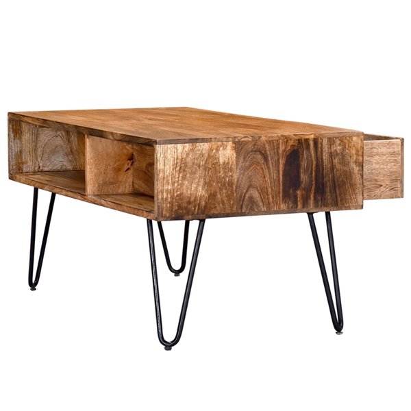 Nspire Rustic Coffee Table Black, Natural Wood Finish Coffee Table