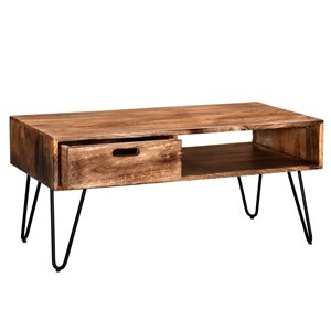 !nspire Rustic Coffee Table - Black Frame Finish and Natural Wood Table Top Finish
