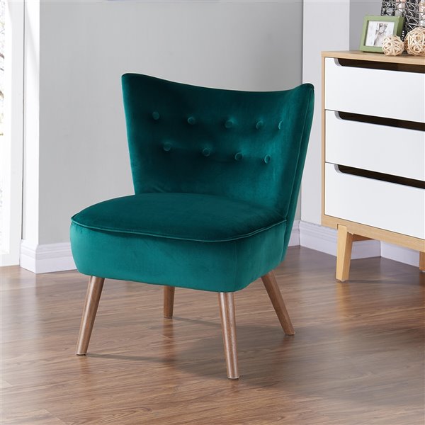 WHI MidCentury Accent Chair Dark Green Velvet 403340GN RONA
