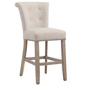 Tabouret de comptoir rembourré !nspire de style moderne, beige, ens. de 2