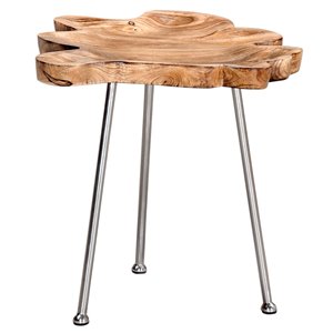 Table d'appoint !nspire de style moderne rustique, bois de manguier naturel