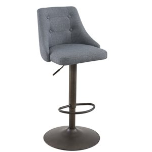Tabouret de comptoir rembourré WHI de style moderne, hauteur ajustable, gris, ens. de 2