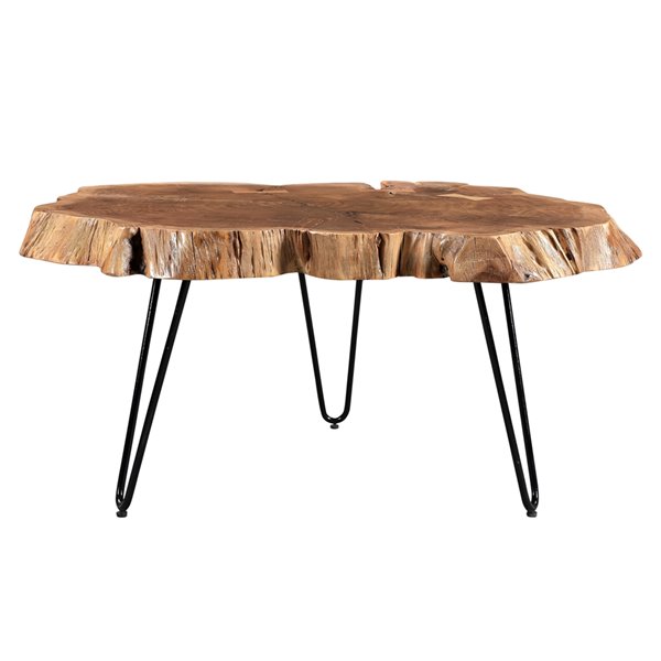 !nspire Mid-Century Coffee Table - Black Frame Finish and Natural Wood Table Top Finish