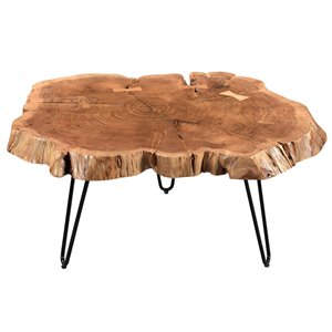 !nspire Mid-Century Coffee Table - Black Frame Finish and Natural Wood Table Top Finish