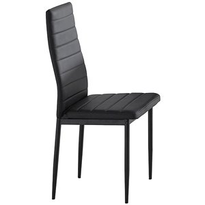 Chaise de salle à manger contemporaine WHI, faux cuir et métal noir, ens. de 6