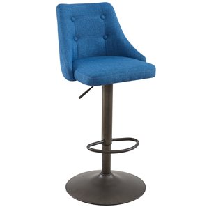Tabouret de comptoir rembourré WHI de style moderne, hauteur ajustable, bleu, ens. de 2