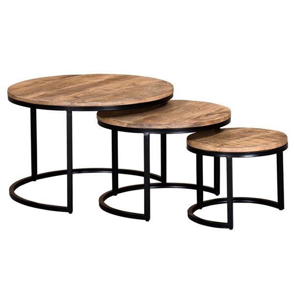 Nspire Coffee Table Set Mango Wood, Dark Mango Wood Round Coffee Table