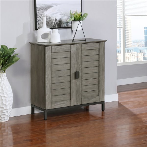 WHI Modern Sideboard Cabinet - 3-Shelf and 2-Door - Grey