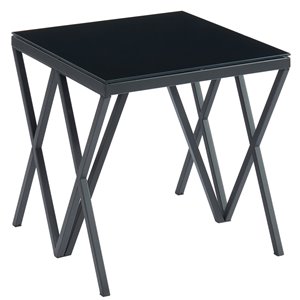 Table d'appoint carrée contemporaine !nspire, dessus de table en verre noir