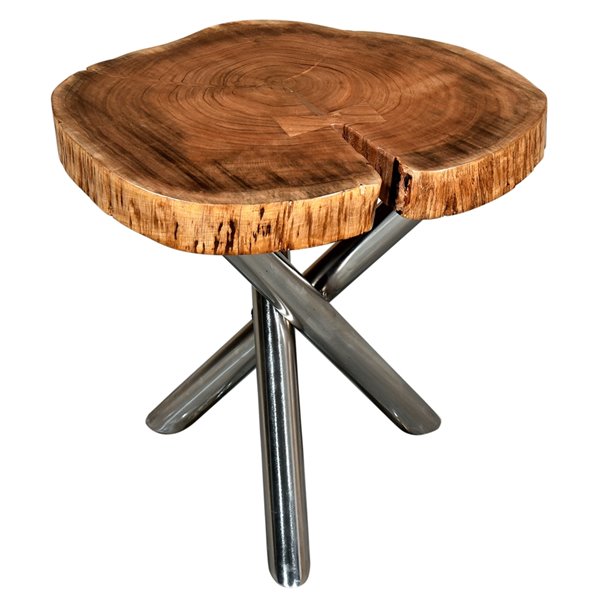 Natural Acacia Wood Table Top 501 516ch, Round End Table Wood Top Metal Base