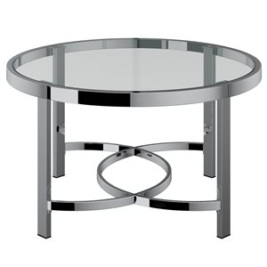 !nspire Modern Coffee Table - Chrome Frame Finish and Clear Glass Table Top Finish