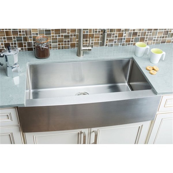 Hahn Farmhouse Curved Kitchen Sink Single Bowl 36in Stainless