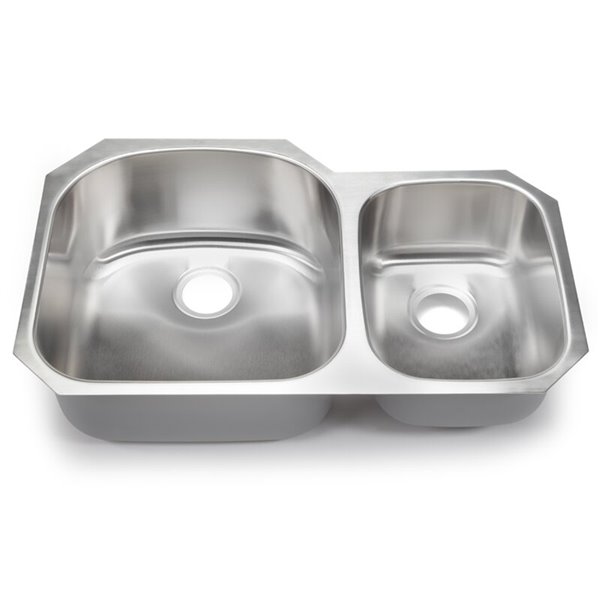 Hahn Classic Chef XL Undermount Kitchen Sink Double Offset Bowl 33