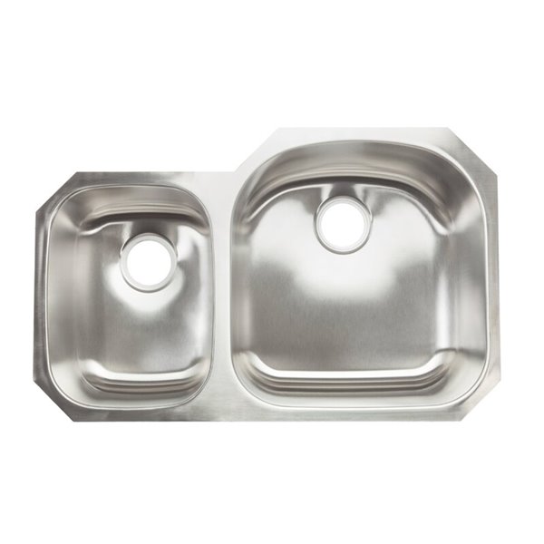 Hahn Classic Chef Undermount Kitchen Sink Double Offset Bowl 33in