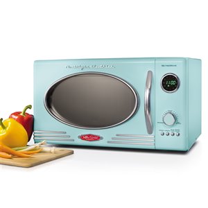 Nostalgia Retro 800-Watt Countertop Microwave Oven - Aqua - 0.9-cu ft