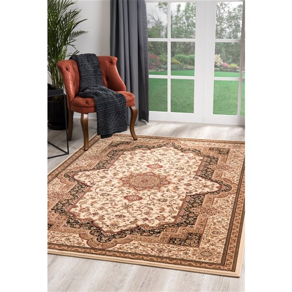 Rug Branch Traditional Persian  Cream Black Indoor Area Rug - 4x6