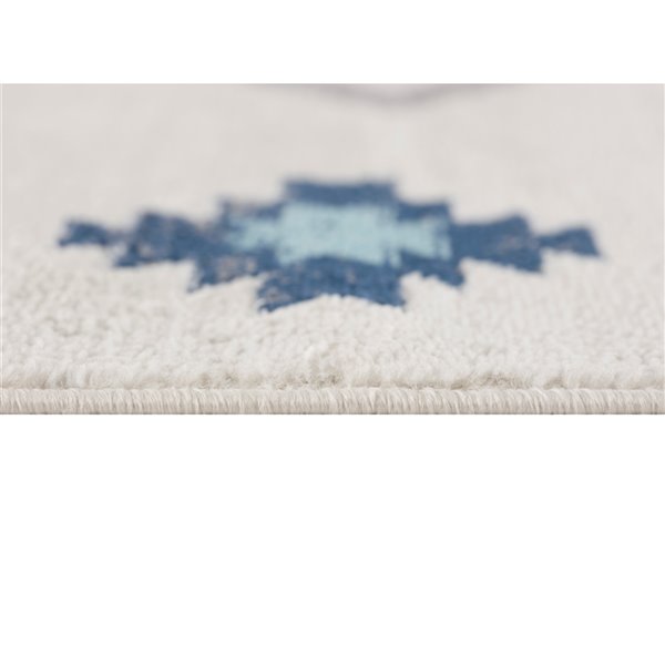 Tapis de paillasson d'intérieur contemporain Boho bleu beige Rug Branch - 3x5