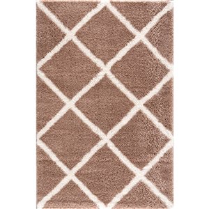 Rug Branch Tapis d'intérieur contemporain Boho Shag Marron Blanc - 8x10