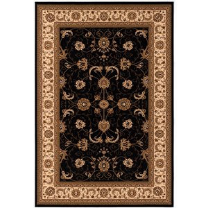 Rug Branch Tapis d'intérieur traditionnel persan noir beige - 5x7