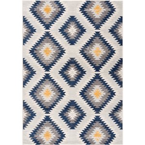 Rug Branch Tapis d'intérieur contemporain bohème bleu gris - 9 x 12