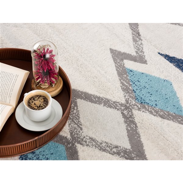 Rug Branch Contemporary Boho  Blue Beige Indoor Area Rug - 5x7